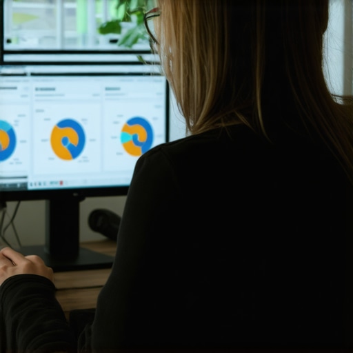 A person analyzing local SEO analytics on a computer with maps and graphs