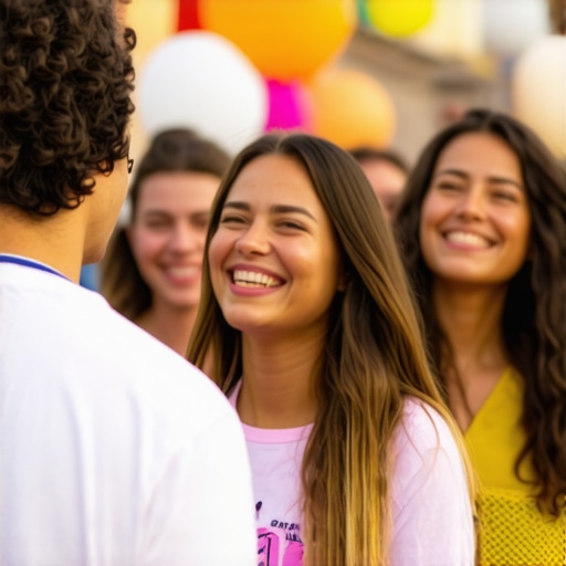 Happy community members participating in local event