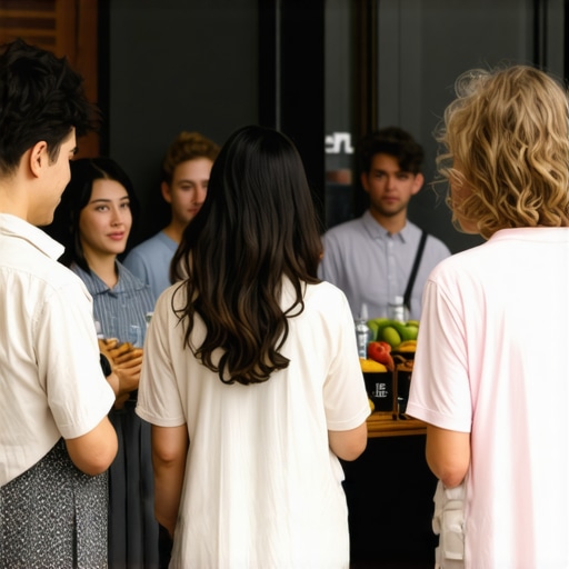 Community Engagement in Local Business Customers interacting at a local business event