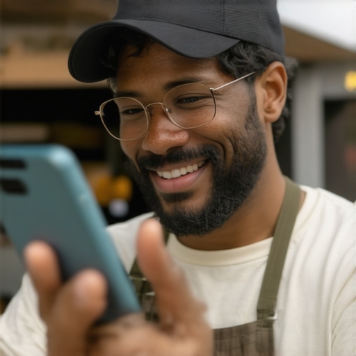 Business owner using AR device at community event