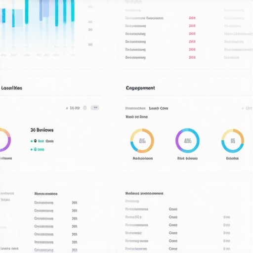 Dashboard showing local SEO engagement metrics with reviews, clicks, and interactions