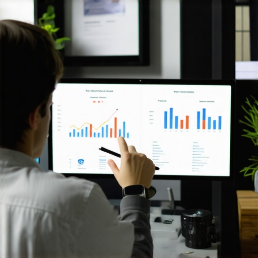 Person reviewing local SEO data and tools on a computer for sustained visibility.