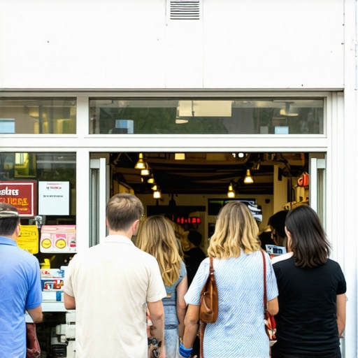Photos of a local storefront with happy customers and clear signage to illustrate visual engagement.