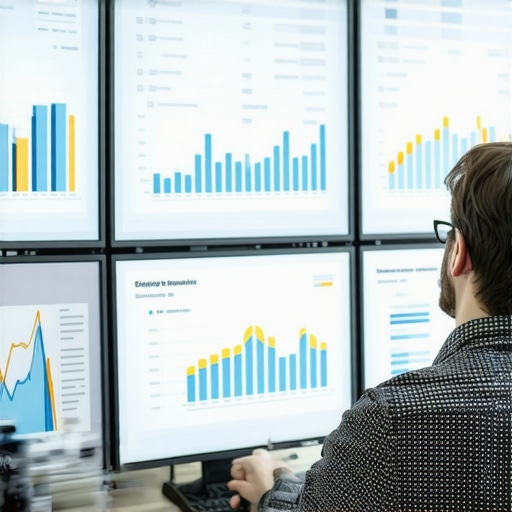 A digital marketer reviewing local SEO performance dashboards with engagement data.