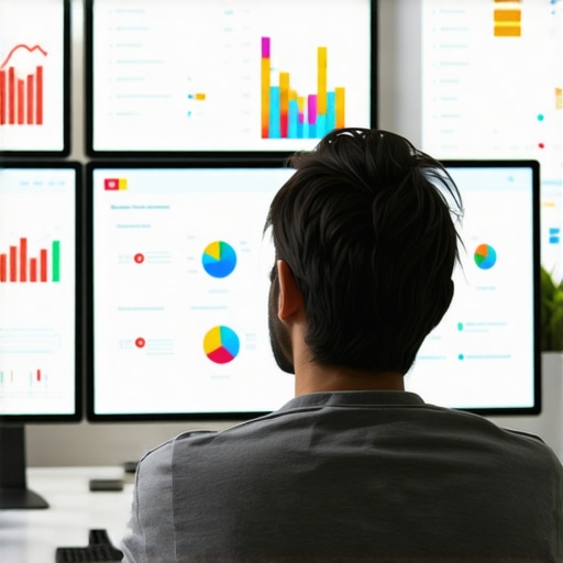 A person working on digital marketing analytics with heatmaps and data visuals.