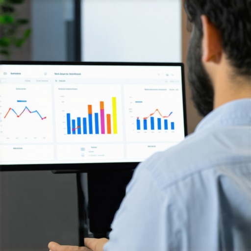 Business owner reviewing local SEO engagement graphs on a computer