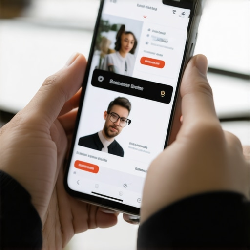 Person actively engaging with a local business profile on their smartphone, symbolizing engagement signals.