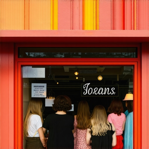 Local business storefront full of customer activity and inviting signage