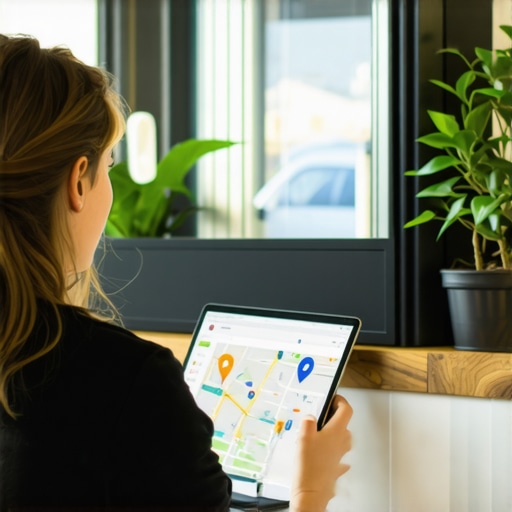 Business owner updating Google Maps listing with a clickable directions button.