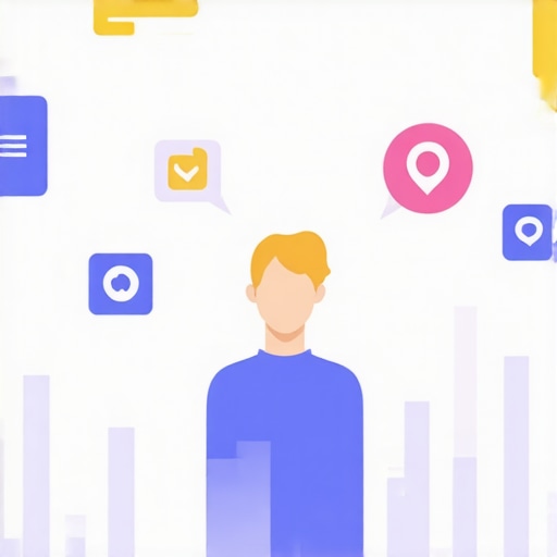 A digital illustration showing a local business profile with upward trending engagement icons and clicks.