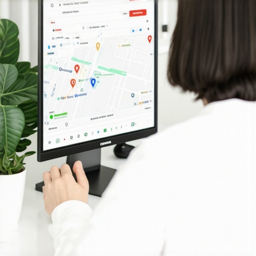 Person working on local SEO optimization for Google Maps profile with SEO tools on screen.